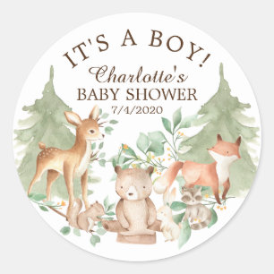Woodland Animals Baby Shower Thank You Favor Classic Round Sticker