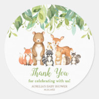 Woodland Animals Baby Shower Thank You Favors Classic Round Sticker