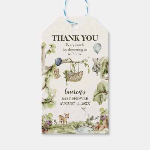 Woodland Animals Baby Shower Thank You Favors Gift Tags