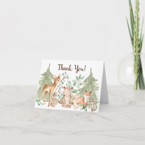 Woodland Animals Baby Shower Thank You Note