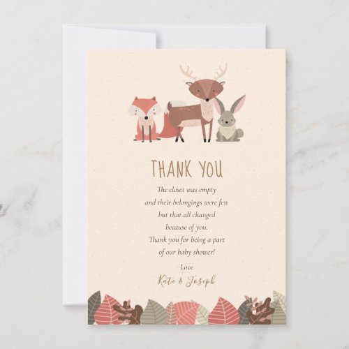 Woodland Animals Baby Shower Thank You Poem