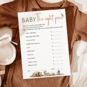 Woodland Animals Baby Shower The Right Price Card