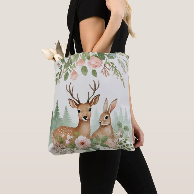 Woodland Animals Baby Shower Tote Bag (Close Up)
