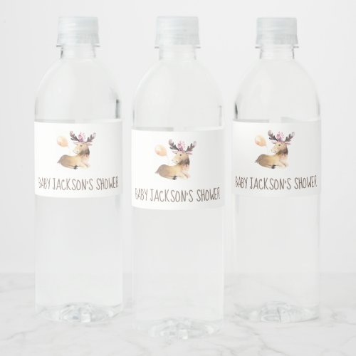 Woodland Animals Baby Shower Water Bottle Label