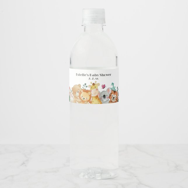 Woodland Animals Baby Shower  Water Bottle Label (Front)