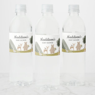 Woodland Animals Baby Shower Water Bottle Label