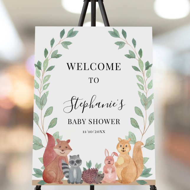 Woodland Animals Baby Shower Welcome Foam Board (Creator Uploaded)