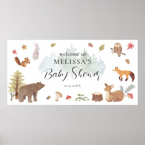 Woodland Animals Baby Shower Welcome Poster