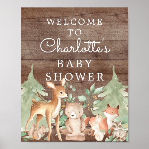 Woodland Animals Baby Shower Welcome Sign