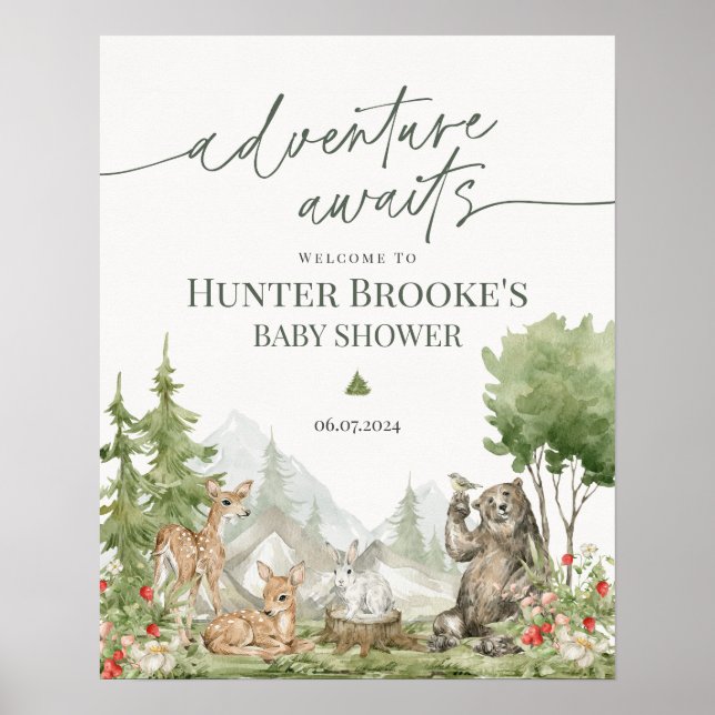 Woodland Animals Baby Shower Welcome Sign (Front)