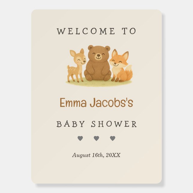 Woodland Animals Baby Shower Welcome Sign (Front)