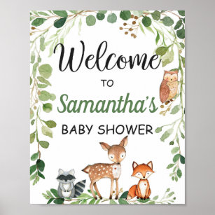 Woodland Animals Baby Shower Welcome Sign