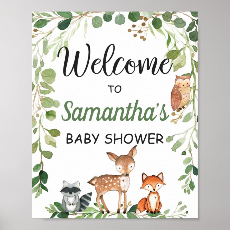 Woodland Animals Baby Shower Welcome Sign | Zazzle