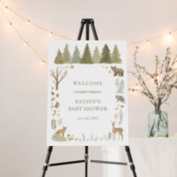 Woodland Animals Baby Shower Welcome Sign