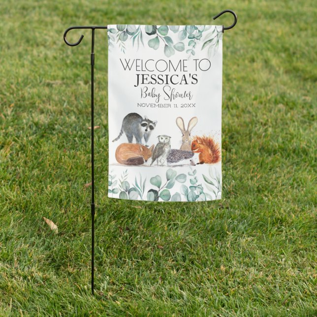 Woodland Animals Baby Shower Welcome Sign (In SItu)