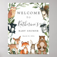 Woodland Animals Baby Shower Welcome Sign