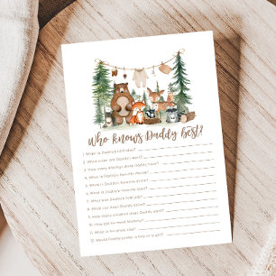 Woodland Animals Baby Shower Who Knows Daddy Game