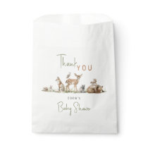 Woodland Animals Baby Shower With Name Thank You Favor Bag