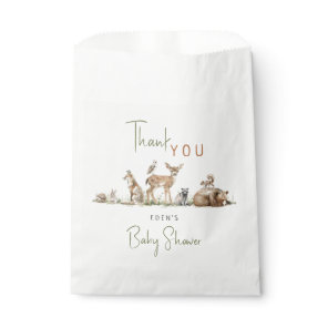 Woodland Animals Baby Shower With Name Thank You Favor Bag