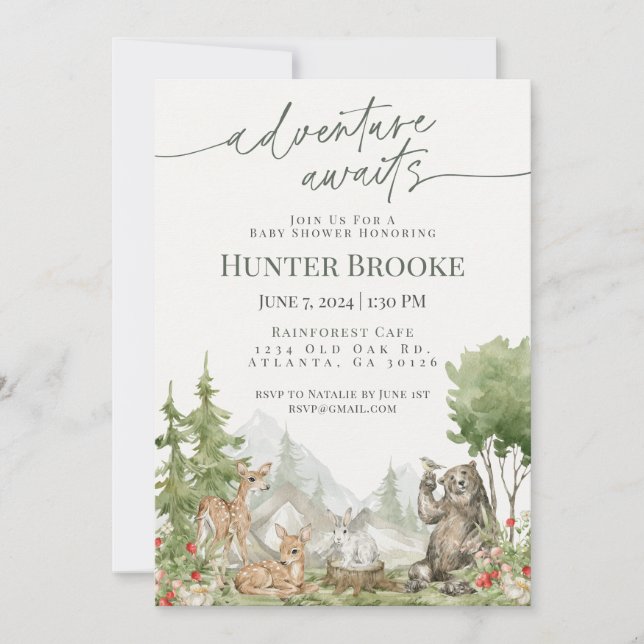 Woodland Animals Baby Shower Woodsy Invitation (Front)