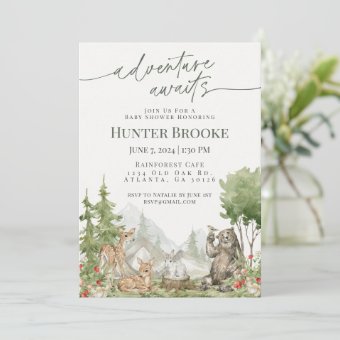 Yuzioey Woodland 25 Inviti Per Baby Shower, Formato 12.7x17.8 Cm, Con Buste E Adesivi, Tema Bosco - 2