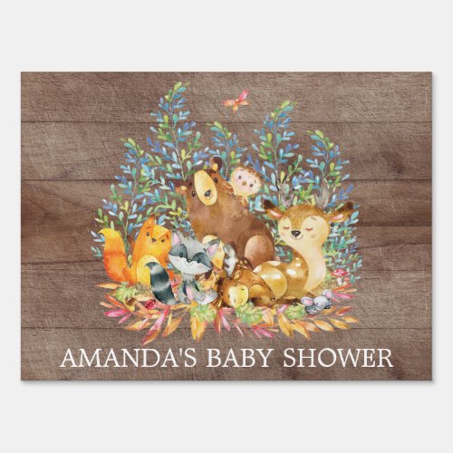 Woodland Animals Baby Shower Yard Sign