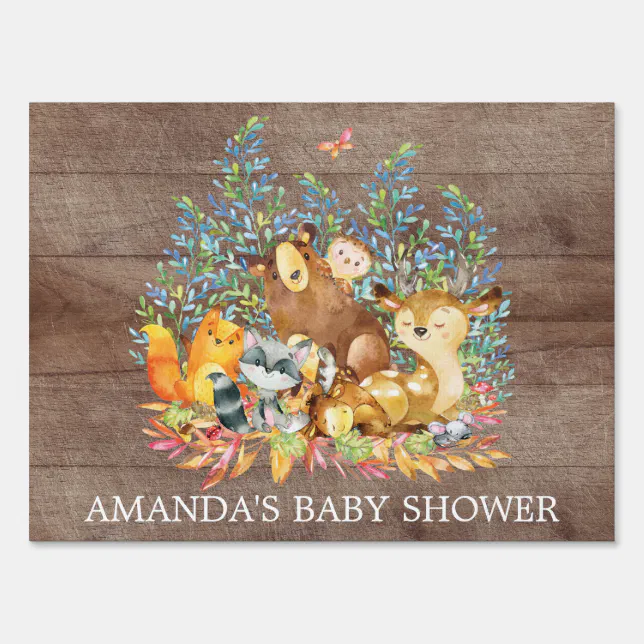 Woodland Animals Baby Shower Yard Sign Zazzle