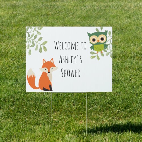 Woodland Animals Baby  Shower Yard Sign