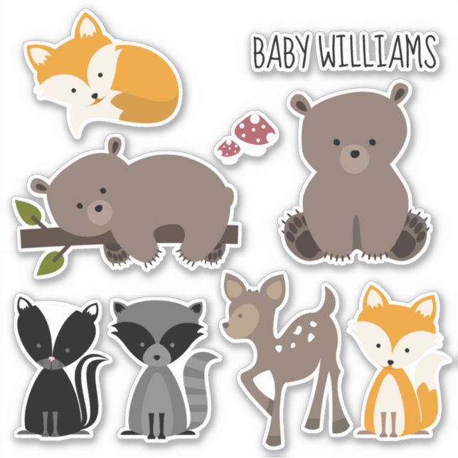 Woodland Animals Baby Sticker (Front)