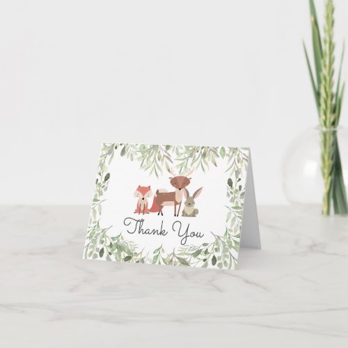 Woodland Animals Baby Thank You Card