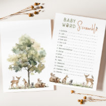 Woodland Animals Baby Word Scramble Game Card