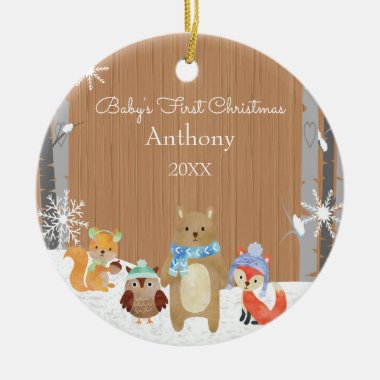 Woodland Animals Baby's First Christmas Ceramic Ornament
