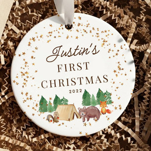 Woodland Animals Baby's First Christmas Ceramic Ornament