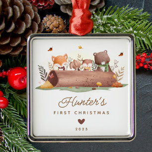 Woodland Animals Baby's First Christmas Metal Ornament