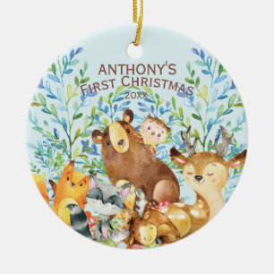 Woodland Animals Baby's First Christmas Ornament