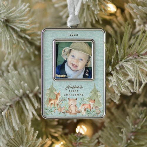Woodland Animals Babys First Christmas Ornament