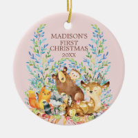 Woodland Animals Baby's First Christmas Ornament