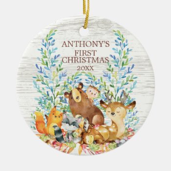 Woodland Animals Baby's First Christmas Ornament by celebrateitornaments at Zazzle