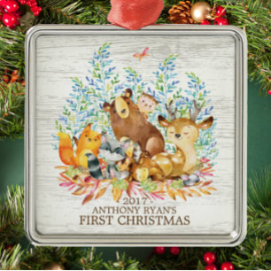 Woodland Animals Baby's First Christmas Ornament