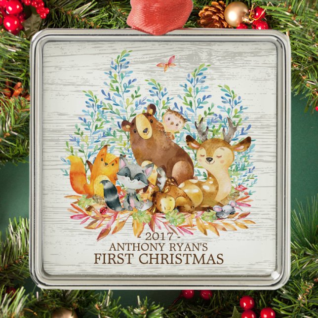 Woodland Animals Baby's First Christmas Ornament (Creator Uploaded)