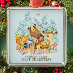 Woodland Animals Baby's First Christmas Ornament