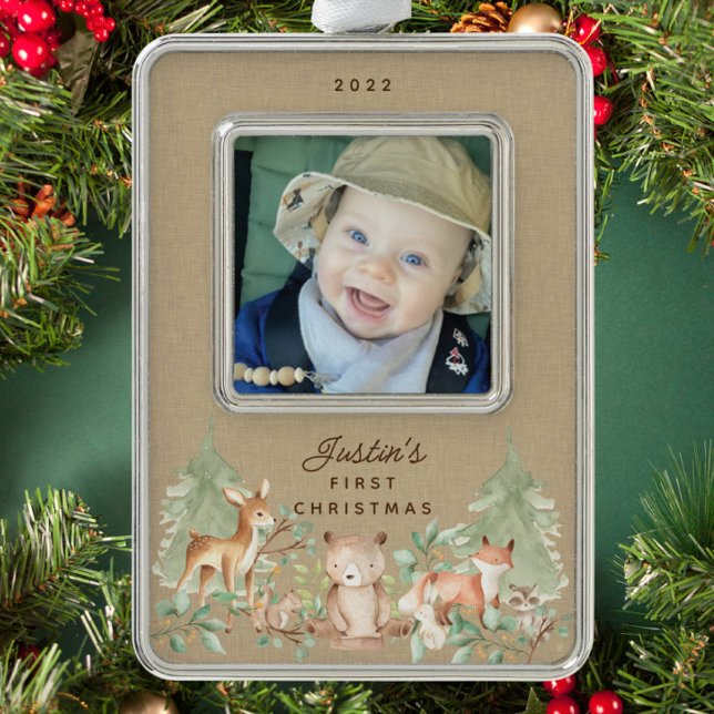 Woodland Animals Baby's First Christmas Ornament (Creator Uploaded)
