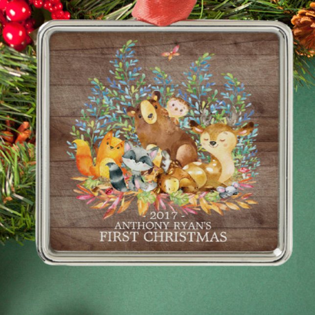 Woodland Animals Baby's First Christmas Ornament (Creator Uploaded)