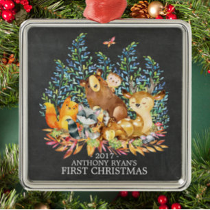 Woodland Animals Baby's First Christmas Ornament