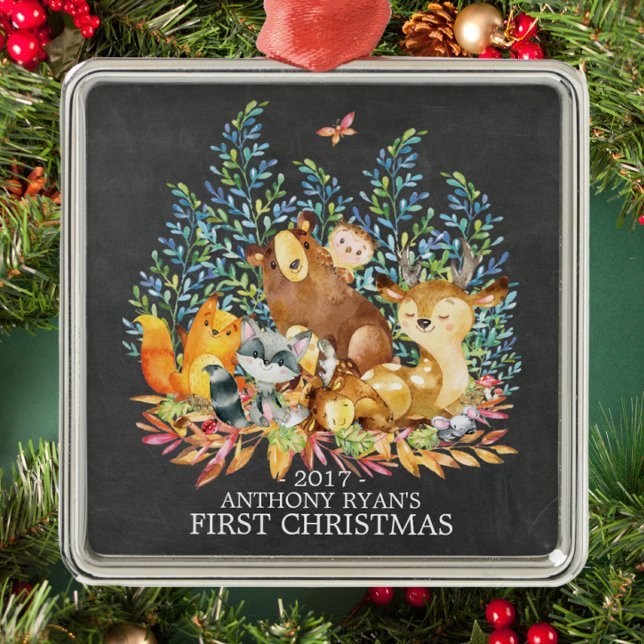 Woodland Animals Baby's First Christmas Ornament (Creator Uploaded)