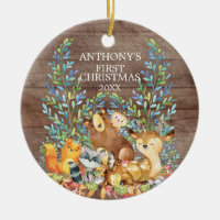 Woodland Animals Baby's First Christmas Ornament