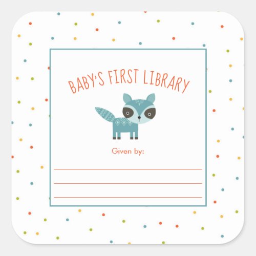 Woodland Animals Babys First Library bookplate