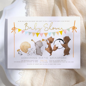 Woodland Animals Band Parade Cute Baby Shower Invitation