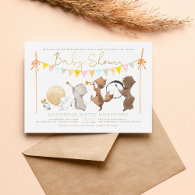 Woodland Animals Band Parade Cute Baby Shower Invitation