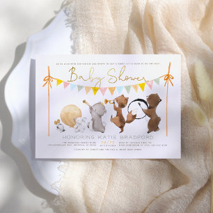 Woodland Animals Band Parade Cute Baby Shower Invitation